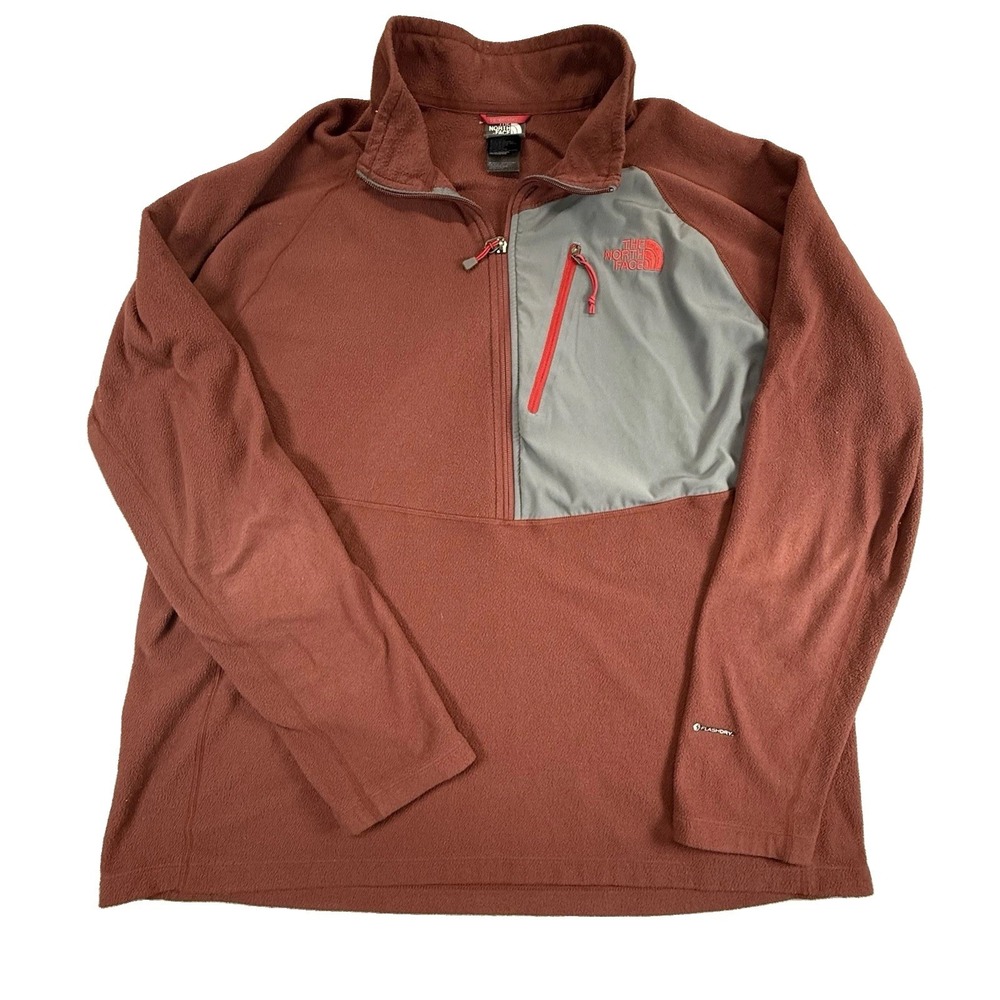 North Face Tech FlashDry Men’s 1/2 Zip Fleece Pullover XXL 2XL Maroon/gray